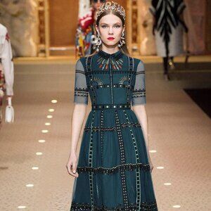 Embroidered "Vintage" Mesh Dress - Dash of Royalty